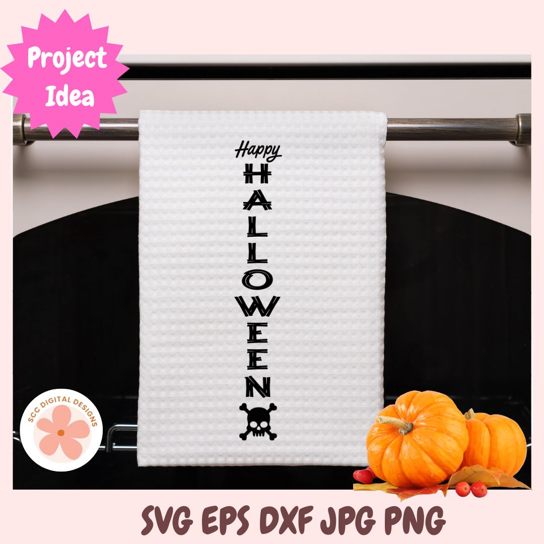 Happy Halloween SVG Bundle, Vertical Halloween Cut File for Cricut & Silhouette, Spooky Shirt Design, DIY Halloween Home Decor & Paper Crafts