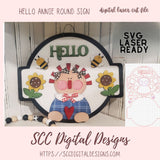 Hello Annie SVG Digital Laser Cut Design, 3D Round Front Door Welcome Sign, Farmhouse Kitchen Wall Art, SVG Laser Ready Design, DIY Prim Home Decor