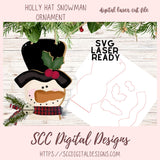 Cute Snowman Christmas Ornament SVG Cut Design, 3D Laser Ready for Glowforge & Laser Cutters, Instant Download Digital Woodworking Pattern