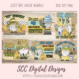 Bee Gnome Clipart for Stickers 6 designs in 300 dpi png format