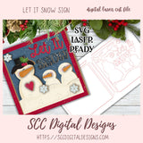 Whimsical Let it Snow Sign with 3 Snowmen SVG Cut Design, 3D Laser Ready for Glowforge & Laser Cutters, Instant Download Digital Woodworking Pattern