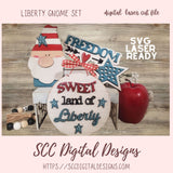 Patriotic Gnome SVG Set 3 designs in digital laser svg format