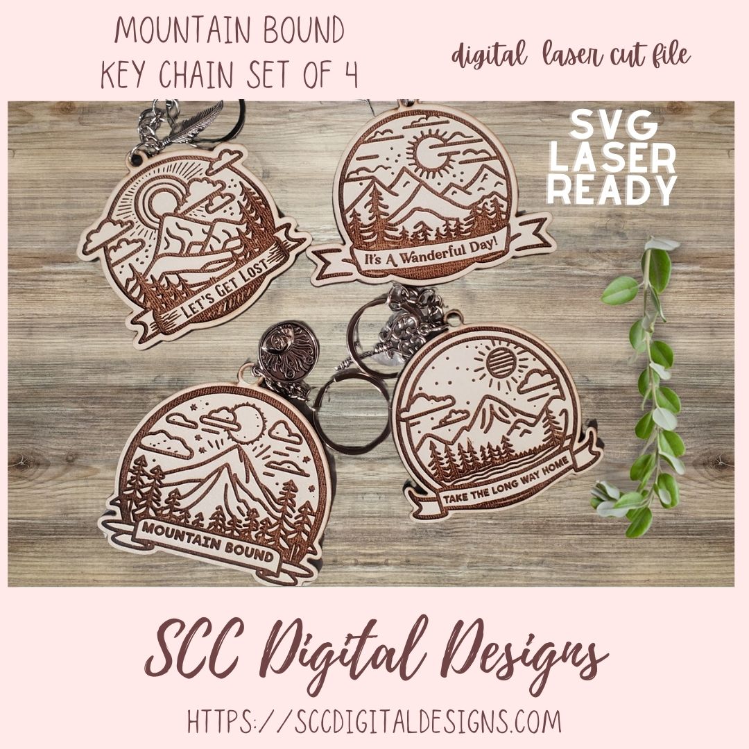 Mountain Quote Keychain SVG Bundle 4 designs in svg laser format