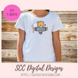 Whimsical Bear Clipart for Sublimation for Kids Birthday T-Shirts and Greeting Cards, Colorful Airplanes & Trains PNG for Scrapbooking