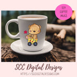 Whimsical Bear Clipart for Sublimation for Kids Birthday T-Shirts and Greeting Cards, Colorful Airplanes & Trains PNG for Scrapbooking