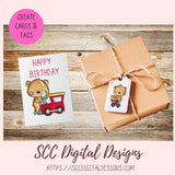 Whimsical Bear Clipart for Sublimation for Kids Birthday T-Shirts and Greeting Cards, Colorful Airplanes & Trains PNG for Scrapbooking