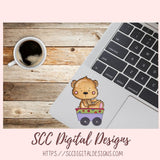 Whimsical Bear Clipart for Sublimation for Kids Birthday T-Shirts and Greeting Cards, Colorful Airplanes & Trains PNG for Scrapbooking