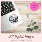 Stained Glass Brown Bear PNG Stickers 8 designs in 300 dpi png format