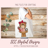 Whimsical Bears Clipart, Love Letter, Red Roses, Chocolate Candies Clip Art for Sublimation for Stickers, Cute PNG Designs for Kids Shirts