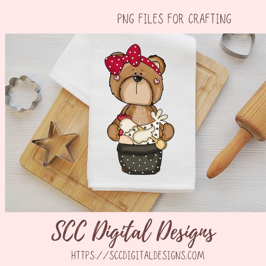 Whimsical Bears PNG for Stickers for Kids, Wall Art for Chicken Lover, Farm Animals Clipart for Sublimation T-Shirts for Women, Scrapbooking Elements