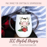 Sweet Cows School Days Clipart, Black &  White Cows, Crayons, Glue, Apple, Report Card for Stickers for Kids, Teacher Resource Clip Art and Scrapbook Elements
