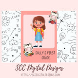 Sweet Cows School Days Clipart, Black &  White Cows, Crayons, Glue, Apple, Report Card for Stickers for Kids, Teacher Resource Clip Art and Scrapbook Elements