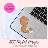 Whimsical Bear Clipart, Time for Tea PNG Designs for Stickers & Printables, Teapots Tea Cups Wordart for Sublimation Tumblers, Digital Scrapbooking & Paper Crafting