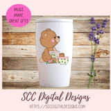 Whimsical Bear Clipart, Time for Tea PNG Designs for Stickers & Printables, Teapots Tea Cups Wordart for Sublimation Tumblers, Digital Scrapbooking & Paper Crafting