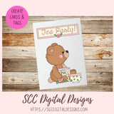Whimsical Bear Clipart, Time for Tea PNG Designs for Stickers & Printables, Teapots Tea Cups Wordart for Sublimation Tumblers, Digital Scrapbooking & Paper Crafting