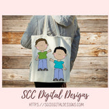 Kids Clipart, Diverse Boys & Girls PNG, Waving Children Digi Stamps, DIY Coloring Pages for Preschoool or Homeschool Activities