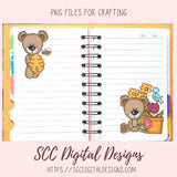 Whimsical Bears and Spring Flower Garden Clipart Bundle 8 - 300 dpi png images