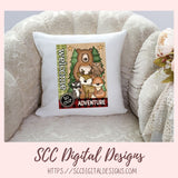 Adventure PNG, Welcome to Our Adventure Clipart, Bear Owl Fox Deer Raccoon Clipart, Sublimation Clip Art, DIY Rustic Cabin Decor for Dad, Whimsical Wildlife