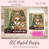 Adventure PNG, Welcome to Our Adventure Clipart, Bear Owl Fox Deer Raccoon Clipart, Sublimation Clip Art, DIY Rustic Cabin Decor for Dad, Whimsical Wildlife