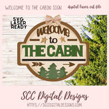 Welcome to the Cabin SVG Digital Laser Design with Pine Trees, 3D Layered SVG for Digital Laser Cutting Machines, Glowforge SVG
