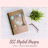 Zoo Animals PNG, Safari Digi Stamps for Kid's Coloring Pages, Lion Tiger Bear Clip Art for Digital Scrapbooking, Whimsical Wildlife Wall Art