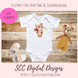 Construction Bears Clipart for Kids T-Shirt, Whimsical Wildlife for Children's Mugs, Wordart PNG, Animal Illustration for Father's Day Cards