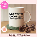 World’s Best Cocoa SVG | Hot Chocolate Mug Design | Santa Approved Christmas Farmhouse Cut File | Holiday Vinyl Craft Template