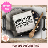 World’s Best Cocoa SVG | Hot Chocolate Mug Design | Santa Approved Christmas Farmhouse Cut File | Holiday Vinyl Craft Template