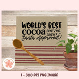 World’s Best Cocoa SVG | Hot Chocolate Mug Design | Santa Approved Christmas Farmhouse Cut File | Holiday Vinyl Craft Template