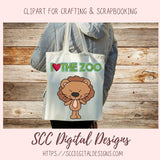 Zoo Animals PNG, Lion Tiger Bear Wordart Clip Art for Digital Scrapbooking, Safari Word Art Whimsical Wildlife Wall Art, Nursery Decor