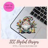 Cute Artist Gnome Stickers PNGs for Digital and Printable Planners, Bullet Journals, Scrapbooking, Laptops, Hippy Gnomes Gift for Women