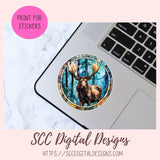 tained Glass PNG Sticker Pack for Digital and Printable Planners, Journals, Notebooks & Digital Scrapbooking, Bear & Moose Car Decals, Instant Download Pre-Cropped Goodnotes Compatible PNG Images
