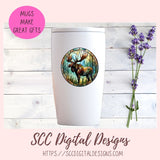 tained Glass PNG Sticker Pack for Digital and Printable Planners, Journals, Notebooks & Digital Scrapbooking, Bear & Moose Car Decals, Instant Download Pre-Cropped Goodnotes Compatible PNG Images