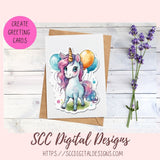 Birthday Unicorn Stickers for Digital Planners, Printable Planner Accessories for Scrapbooking & DIY Gift for Kids Sticker Book