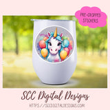 Birthday Unicorn Stickers for Digital Planners, Printable Planner Accessories for Scrapbooking & DIY Gift for Kids Sticker Book