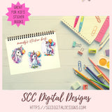 Birthday Unicorn Stickers for Digital Planners, Printable Planner Accessories for Scrapbooking & DIY Gift for Kids Sticker Book