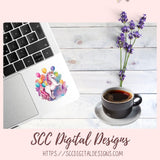 Birthday Unicorn Stickers for Digital Planners, Printable Planner Accessories for Scrapbooking & DIY Gift for Kids Sticker Book