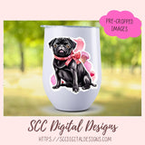 Black Pug PNG Digital Stickers, Dog Lover Gift, Pre-Cropped Print and Cut Stickers, Goodnotes Compatible Planner Accessories, Commercial Use