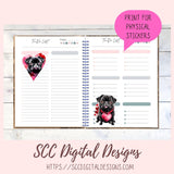 Black Pug PNG Digital Stickers, Dog Lover Gift, Pre-Cropped Print and Cut Stickers, Goodnotes Compatible Planner Accessories, Commercial Use