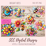 Kawaii Rainbow Bee Clipart PNG Bundle 8 - 300 dpi png images