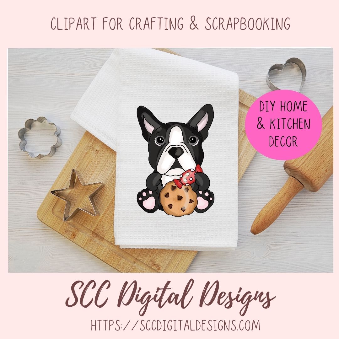 Boston Terrier Christmas Cookies PNG 6 designs in 300 dpi png format