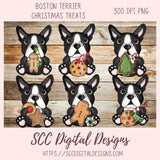 Boston Terrier Christmas Cookies PNG 6 designs in 300 dpi png format