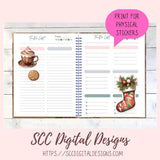 Cute Christmas Cookies Stickers for Digital or Paper Planners, Cocoa Mugs Pre-Cropped Clipart Printable Stickers for Women, Kids, Journals & Scrapbooking