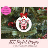 Cute Christmas Pigs Stickers for Digital or Paper Planners, Farm Animals Pre-Cropped Clipart, DIY Wall Art, Mugs, Tumblers & More! Printable Stickers for Women, Kids, Journals & Scrapbooking