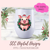 Cute Christmas Pigs Stickers for Digital or Paper Planners, Farm Animals Pre-Cropped Clipart, DIY Wall Art, Mugs, Tumblers & More! Printable Stickers for Women, Kids, Journals & Scrapbooking