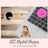 Horse PNG files for Sublimation Tumblers, Spring Flowers Clip Art for Stickers for Kid's Printable Wall Art for Girls Room Animal Lover Gift