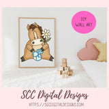 Horse PNG, Spring Flowers, Blue Bird, Frog, Butterfly, Bumble Bees Clip Art, Elements for Scrapbooking, Paper Crafting Clipart, Kid's Printable Wall Art for Girls Room Animal Lover Gift