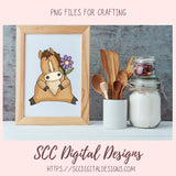 Horse PNG files for Sublimation Tumblers, Spring Flowers Clip Art for Stickers for Kid's Printable Wall Art for Girls Room Animal Lover Gift