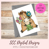 Horse PNG, Spring Flowers, Blue Bird, Frog, Butterfly, Bumble Bees Clip Art, Elements for Scrapbooking, Paper Crafting Clipart, Kid's Printable Wall Art for Girls Room Animal Lover Gift