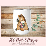 Horse PNG files for Sublimation Tumblers, Spring Flowers Clip Art for Stickers for Kid's Printable Wall Art for Girls Room Animal Lover Gift